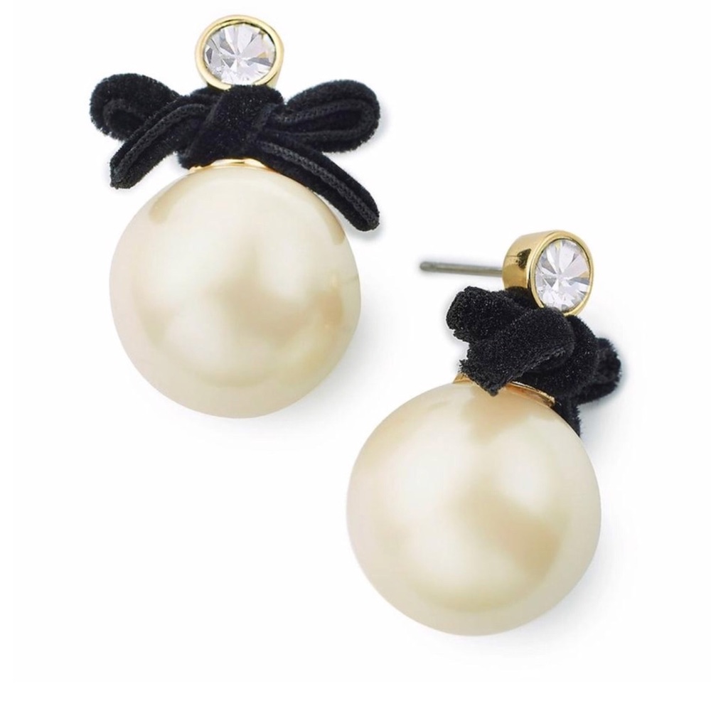 KATE SPADE • Girls In Pearls Velvet Drop Earrings - Picture 1 of 6